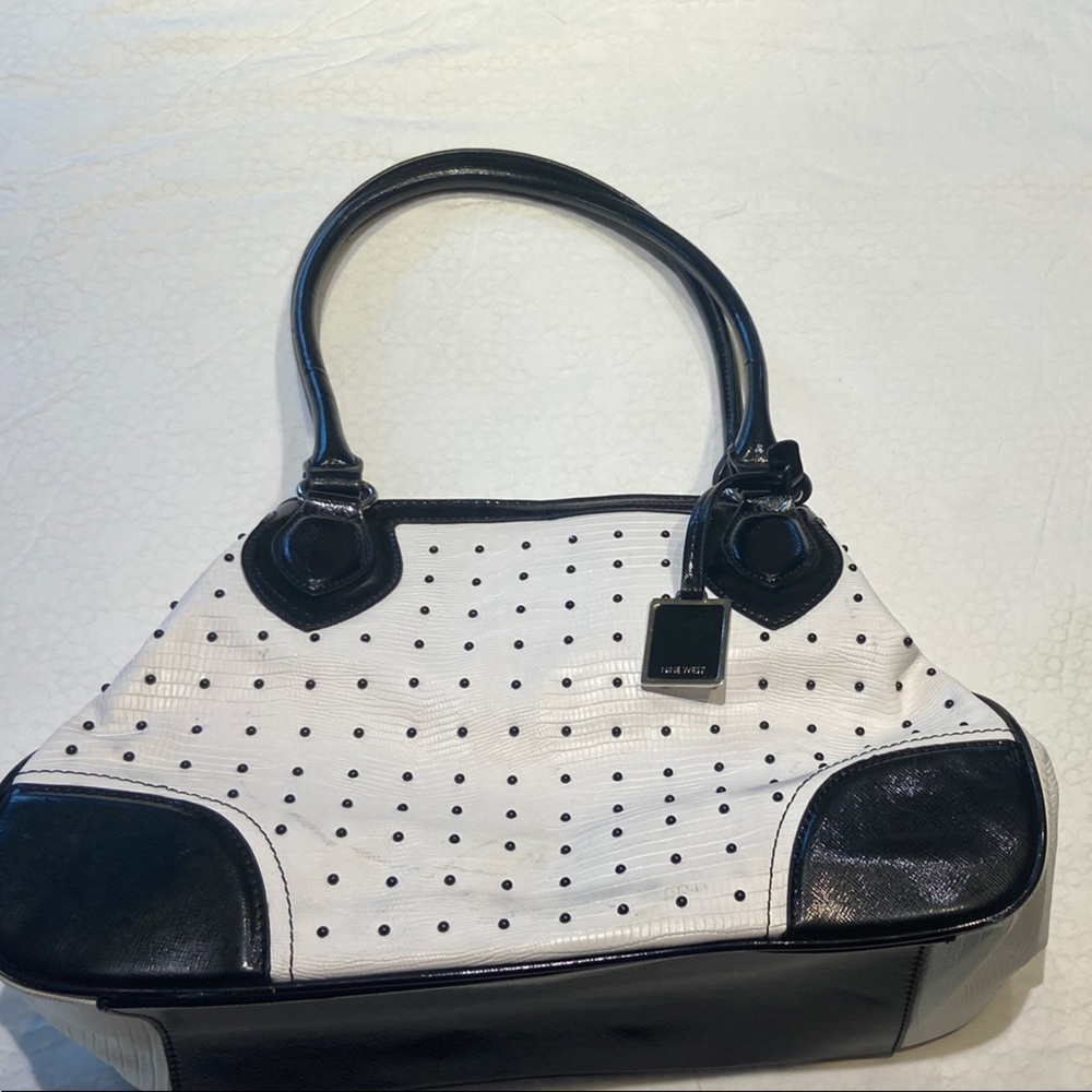 Chic Black and White Polka Dot Handbag